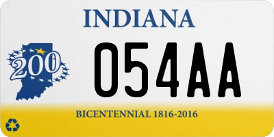 IN license plate 054AA