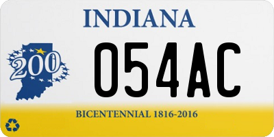 IN license plate 054AC