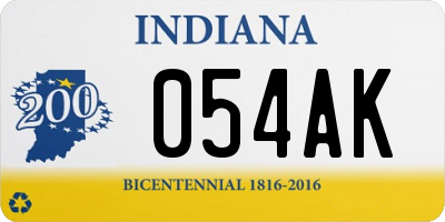 IN license plate 054AK