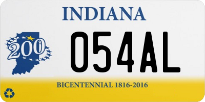 IN license plate 054AL