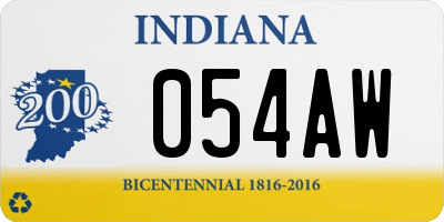 IN license plate 054AW