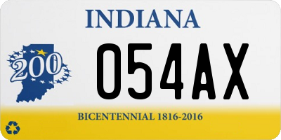 IN license plate 054AX