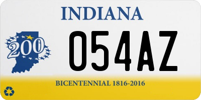 IN license plate 054AZ