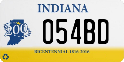 IN license plate 054BD