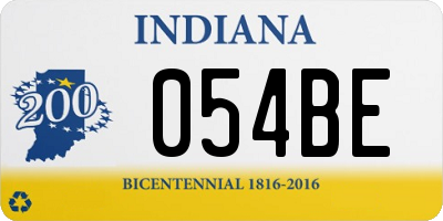 IN license plate 054BE