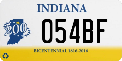 IN license plate 054BF