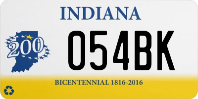 IN license plate 054BK