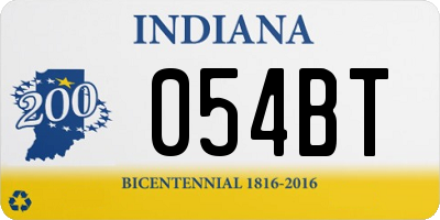 IN license plate 054BT