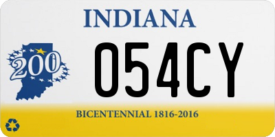 IN license plate 054CY