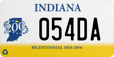 IN license plate 054DA