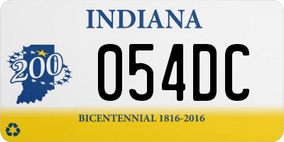 IN license plate 054DC