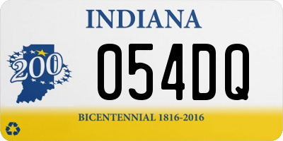 IN license plate 054DQ