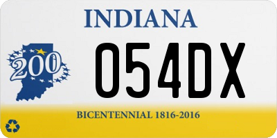 IN license plate 054DX