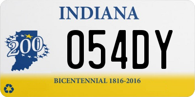 IN license plate 054DY