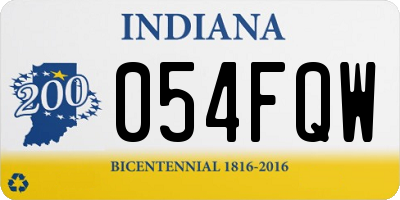IN license plate 054FQW