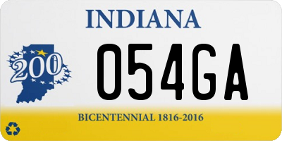 IN license plate 054GA