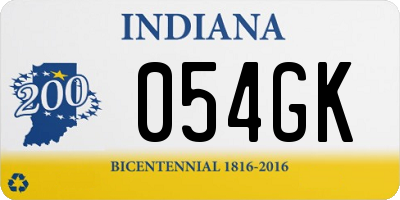 IN license plate 054GK