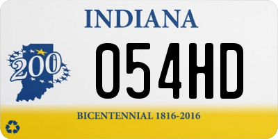 IN license plate 054HD