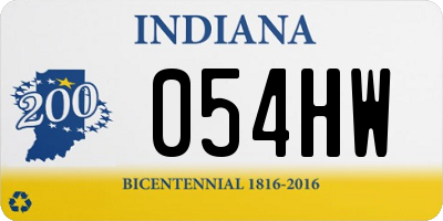 IN license plate 054HW