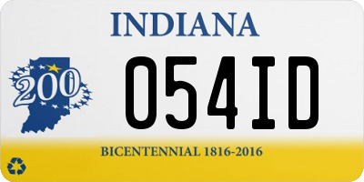 IN license plate 054ID