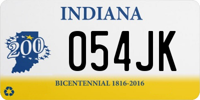 IN license plate 054JK