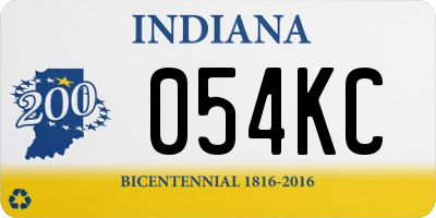IN license plate 054KC