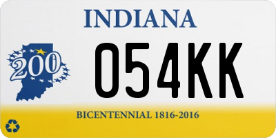 IN license plate 054KK