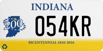 IN license plate 054KR