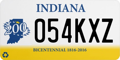 IN license plate 054KXZ