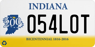 IN license plate 054LOT