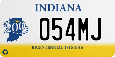 IN license plate 054MJ
