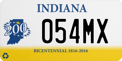 IN license plate 054MX