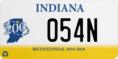 IN license plate 054N