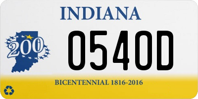 IN license plate 054OD