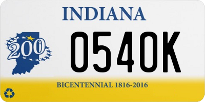 IN license plate 054OK