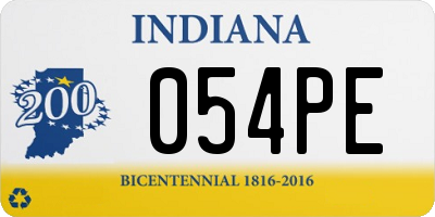 IN license plate 054PE