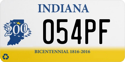 IN license plate 054PF