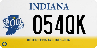 IN license plate 054QK