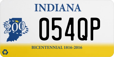 IN license plate 054QP