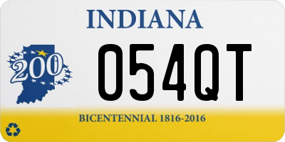 IN license plate 054QT