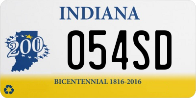 IN license plate 054SD