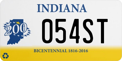 IN license plate 054ST