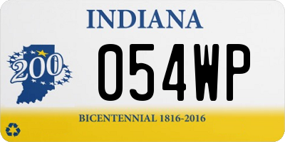 IN license plate 054WP