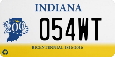 IN license plate 054WT