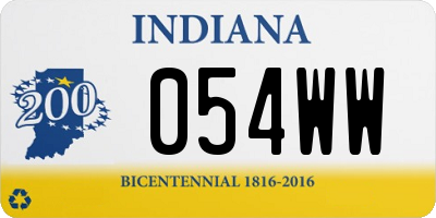 IN license plate 054WW
