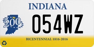 IN license plate 054WZ