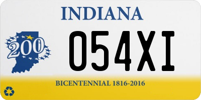 IN license plate 054XI