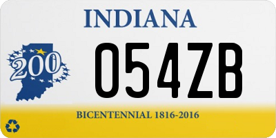 IN license plate 054ZB