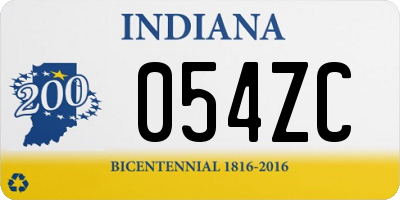 IN license plate 054ZC