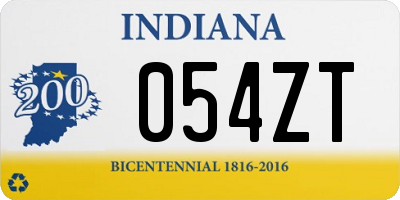 IN license plate 054ZT